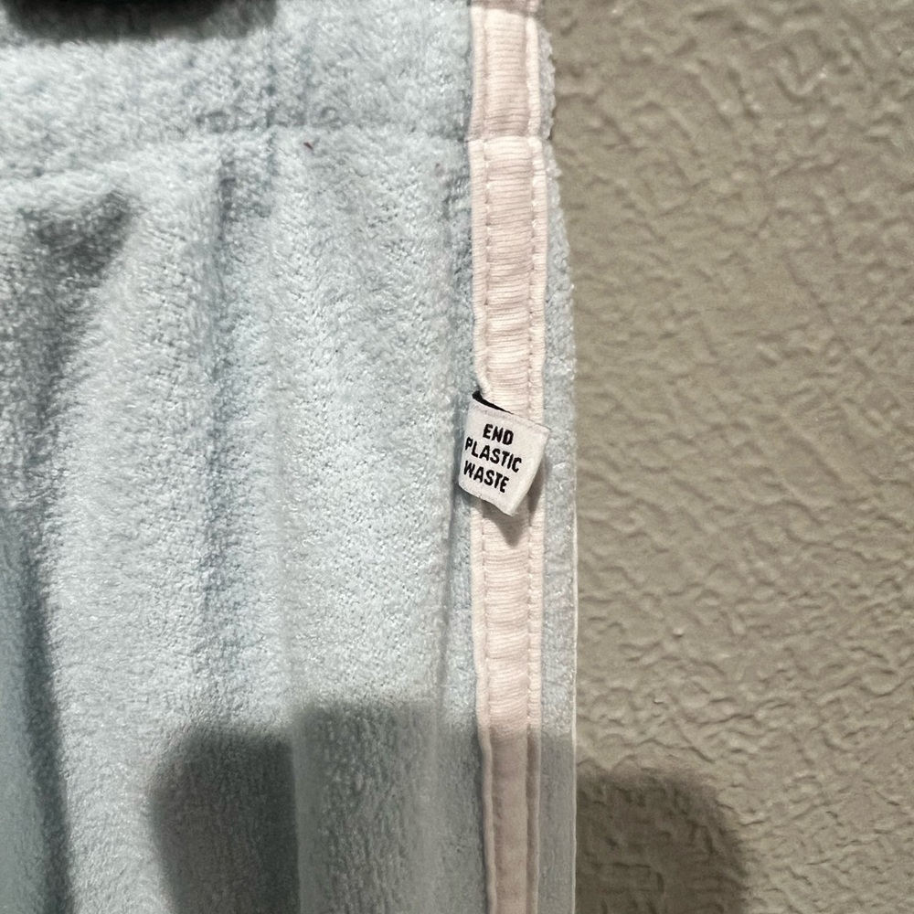 adidas Pale Blue Joggers with White Stripes Terrycloth Material Size Large EUC - Picture 4 of 5